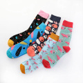 chique colorido masculino tripulação algodão funky masculino vestido sox feliz pés meias